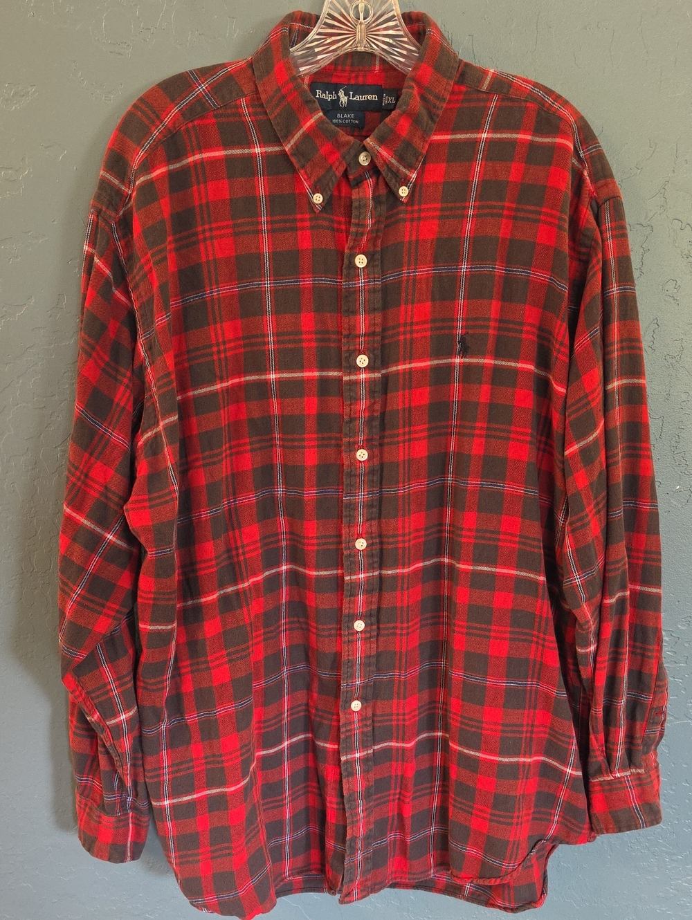 VTG Ralph Lauren Blake Flannel Red and Black Plaid Button-Down Shirt